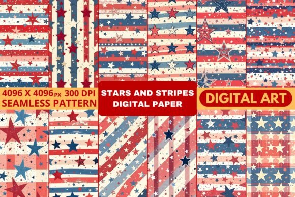 Download Stars and Stripes Digital Paper - Stars and stripes Collection