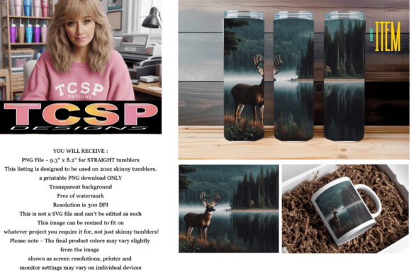 Download Deer at Lake Tumbler Wrap - Lake tumbler wrap Collection