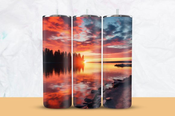 Download Sunset with Lake Tumbler Wrap - Lake tumbler wrap Collection