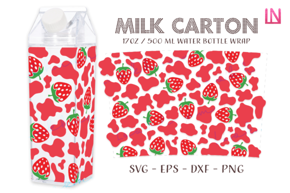 Download Cow Strawberry Milk Carton Full Wrap SVG - Full wrap Collection