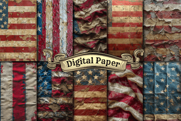 Download Stars and Stripes Grunge Craft Paper - Premium Bundle